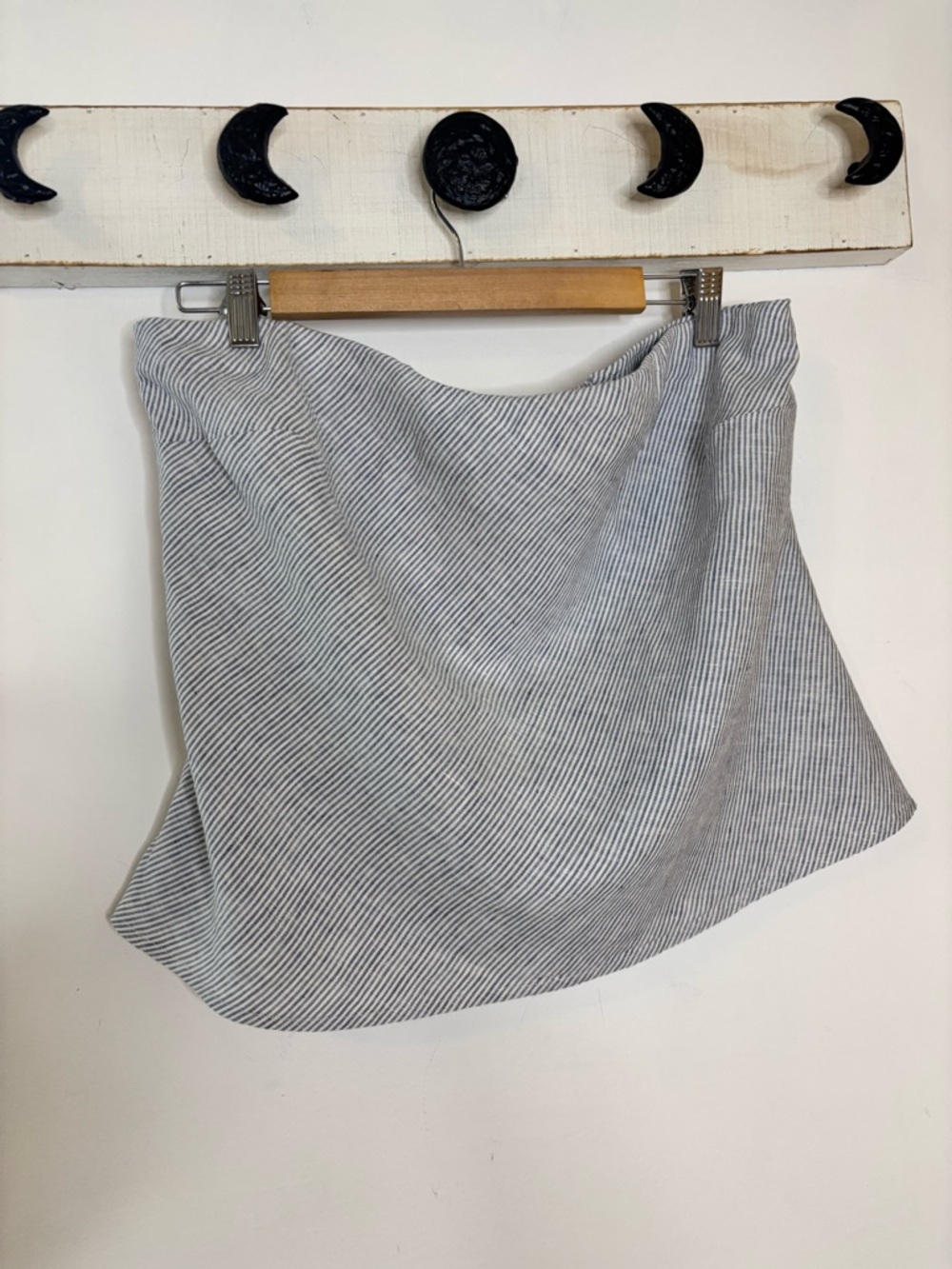 Quince European Linen Blue and White Striped Strapless Top - Picture 9 of 11